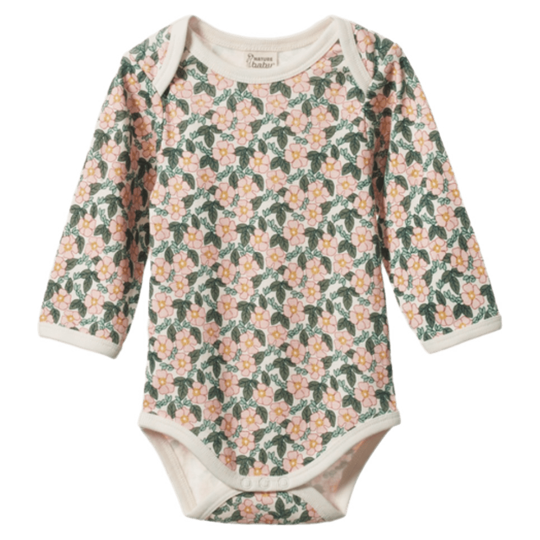 Nature Baby 0-3 Months to 1 Year 0-3M Long Sleeve Bodysuit - Garland