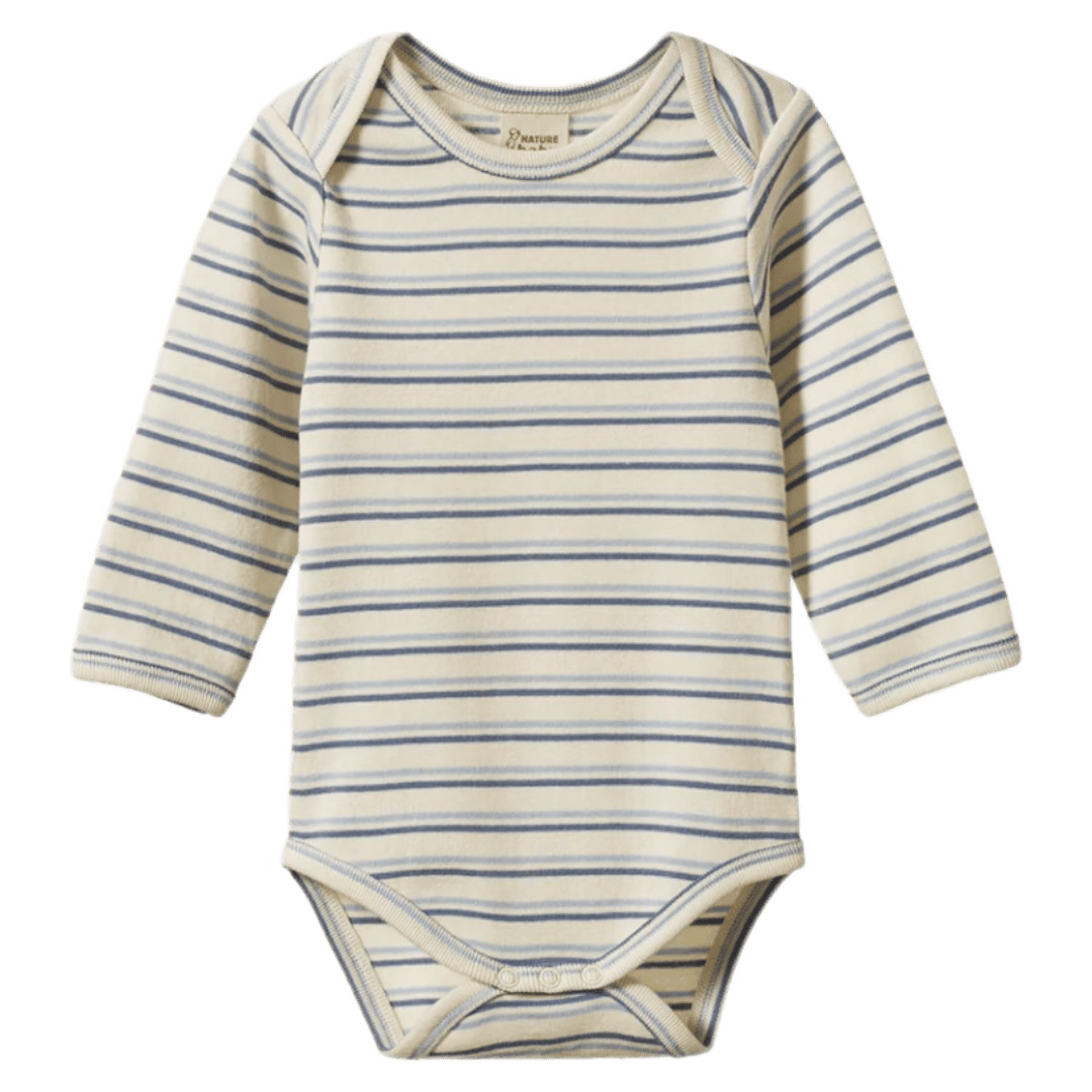 Nature Baby 0-3 Months to 1 Year 0-3M Long Sleeve Bodysuit - Horizon Stripe