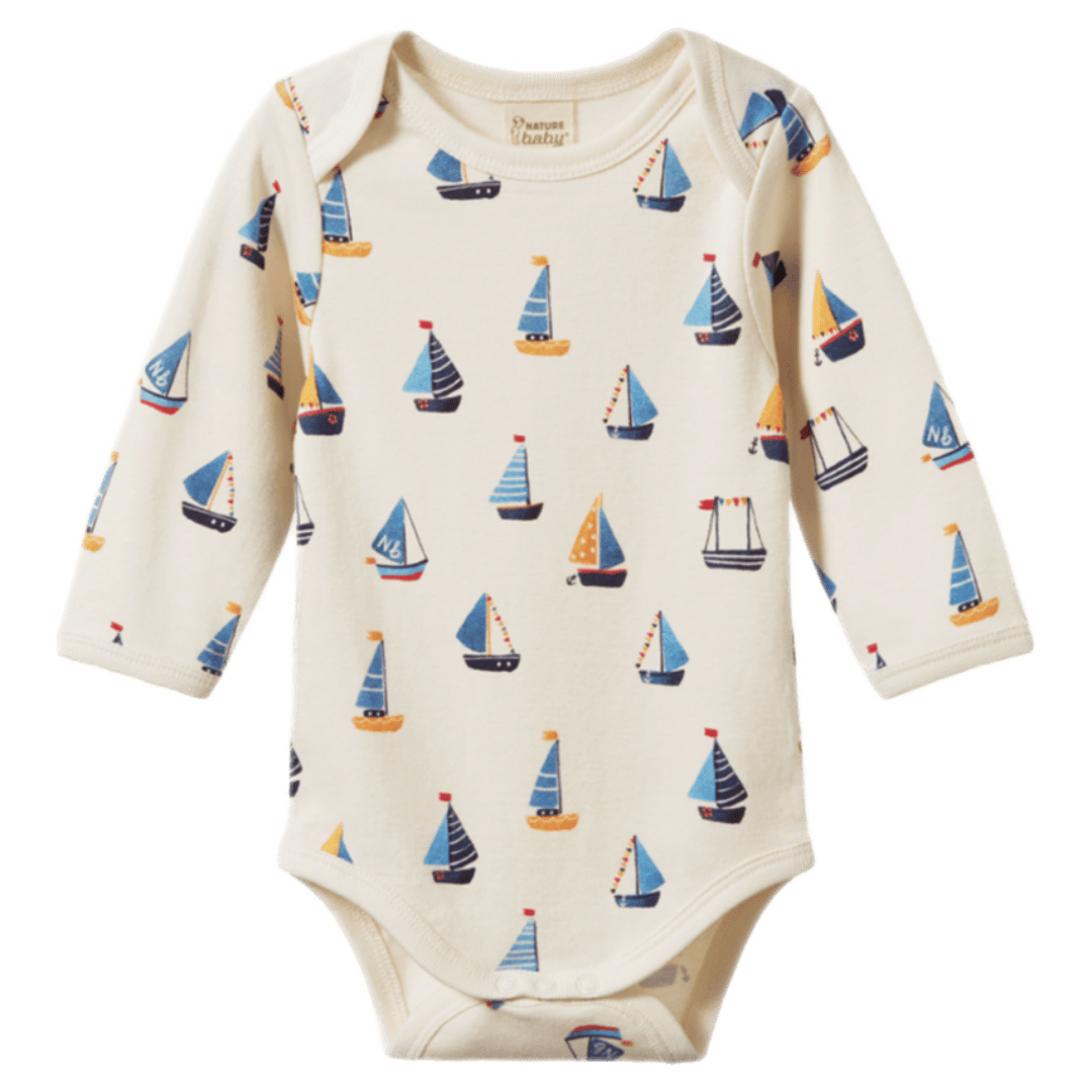 Nature Baby 0-3 Months to 1 Year 0-3M Long Sleeve Bodysuit - Regatta