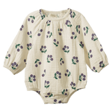 Nature Baby 0-3 Months to 1 Year 0-3M Meadow Bodysuit Muslin - Winter Berry Natural
