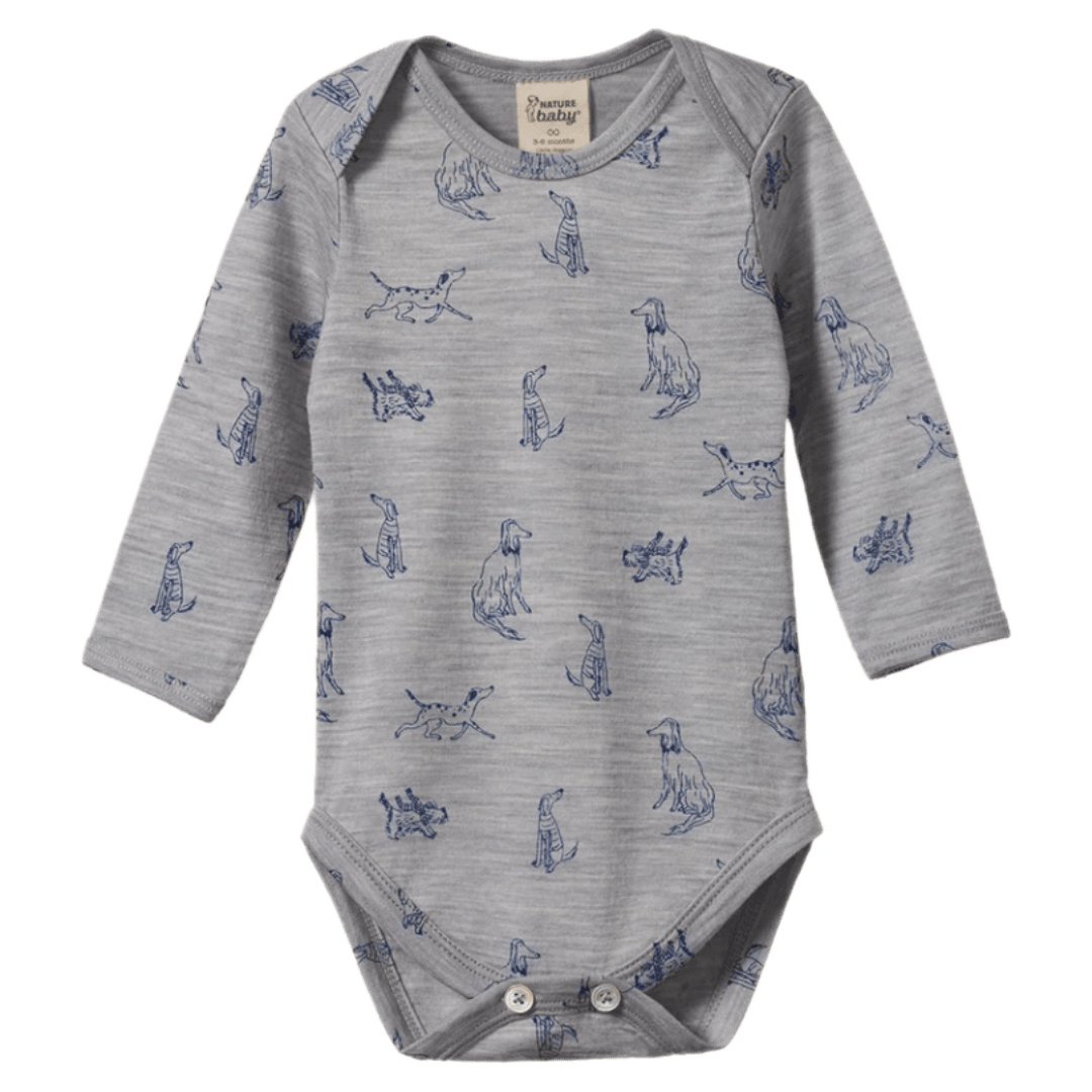 Nature Baby 0-3 Months to 1 Year 0-3M Merino Essential Long Sleeve Bodysuit - Best Friend