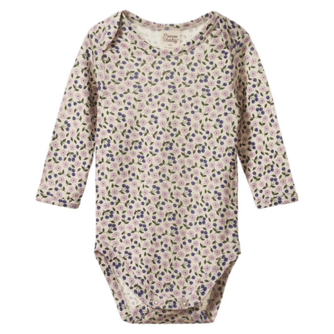 Nature Baby 0-3 Months to 1 Year 0-3M Merino Essential LS Bodysuit - Briarwood Lilac