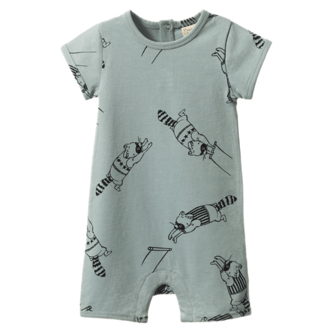 Nature Baby 0-3 Months to 1 Year 0-3M Quincy Romper - Raccoon Rhapsody