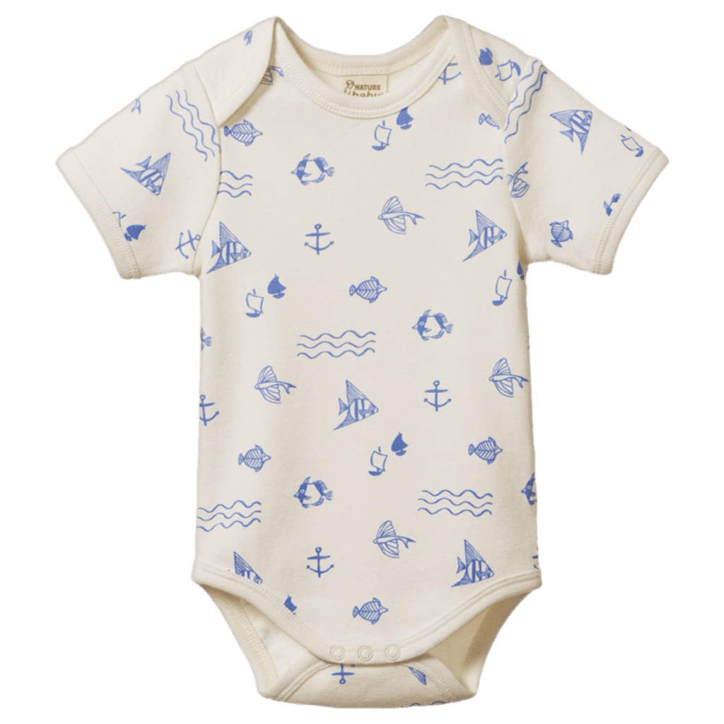 Nature Baby 0-3 Months to 1 Year 0-3M Short Sleeve Bodysuit - Atlantic