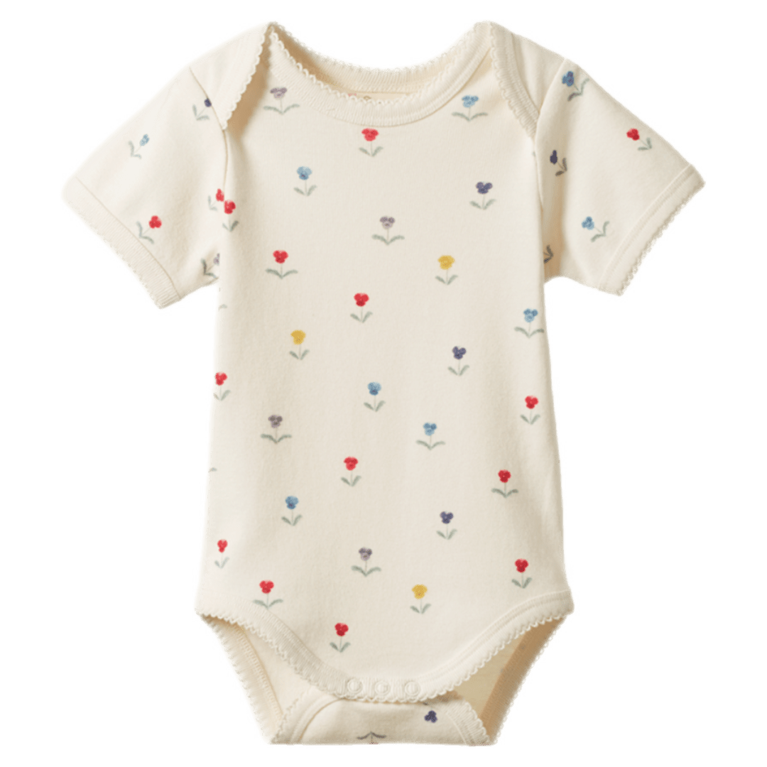 Nature Baby 0-3 Months to 1 Year 0-3M Short Sleeve Bodysuit - Delphine