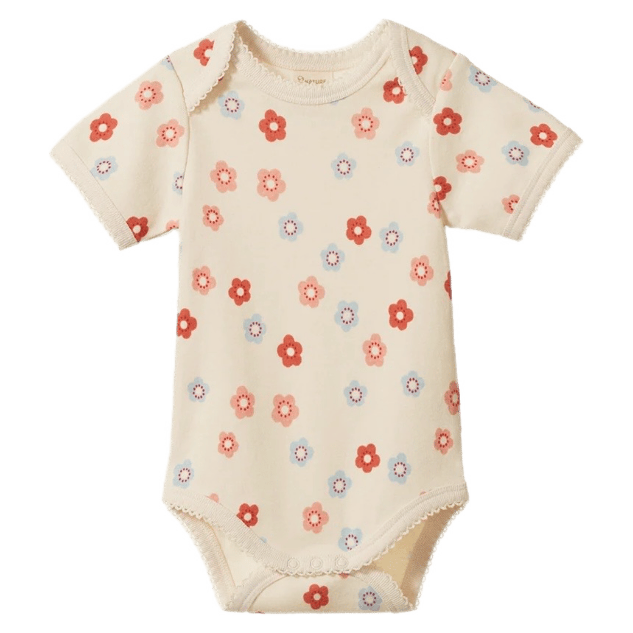 Nature Baby 0-3 Months to 1 Year 0-3M Short Sleeve Bodysuit - Petite Flora Stamp