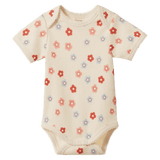 Nature Baby 0-3 Months to 1 Year 0-3M Short Sleeve Bodysuit - Petite Flora Stamp