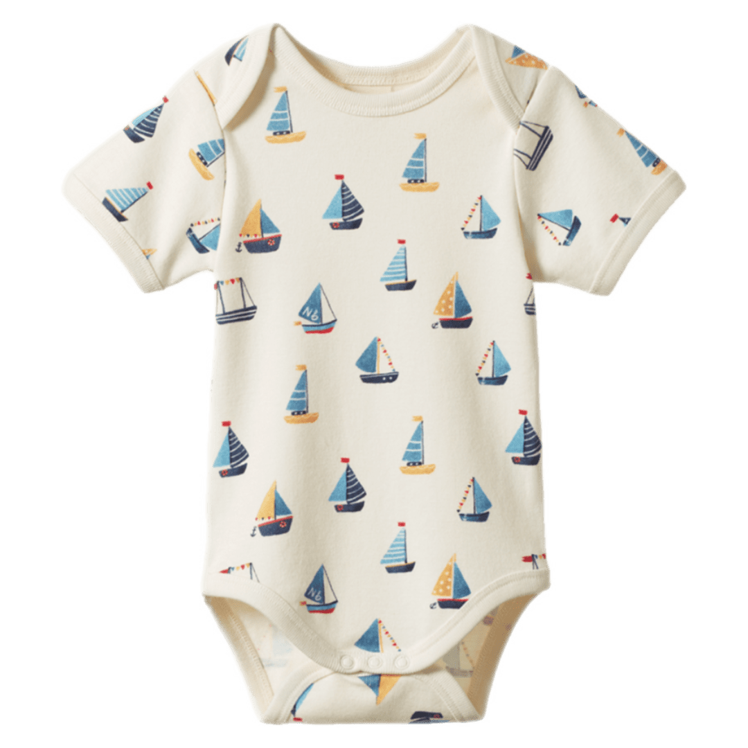 Nature Baby 0-3 Months to 1 Year 0-3M Short Sleeve Bodysuit - Regatta