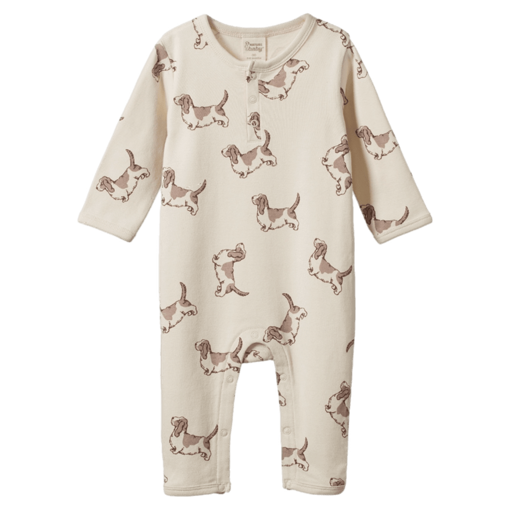 Nature Baby 0-3 Months to 1 Year Henley Pyjama Suit - Happy Hounds