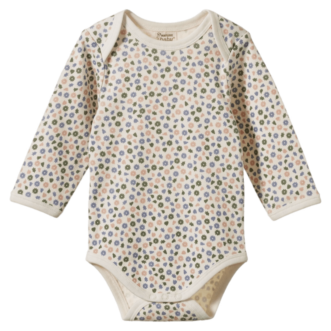 Nature Baby 0-3 Months to 1 Year Long Sleeve Bodysuit - Chamomile Blooms