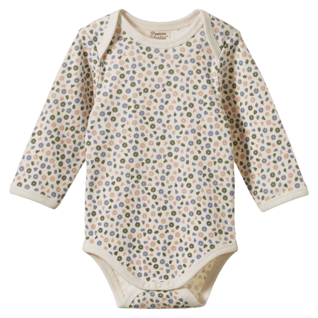 Nature Baby 0-3 Months to 1 Year Long Sleeve Bodysuit - Chamomile Blooms
