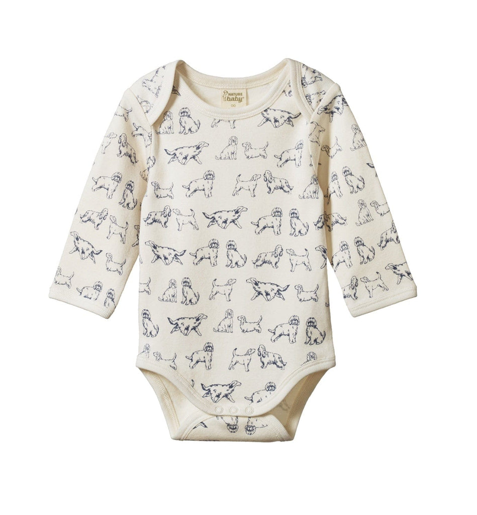Nature Baby 0-3 Months to 1 Year Long Sleeve Bodysuit - Dog Days