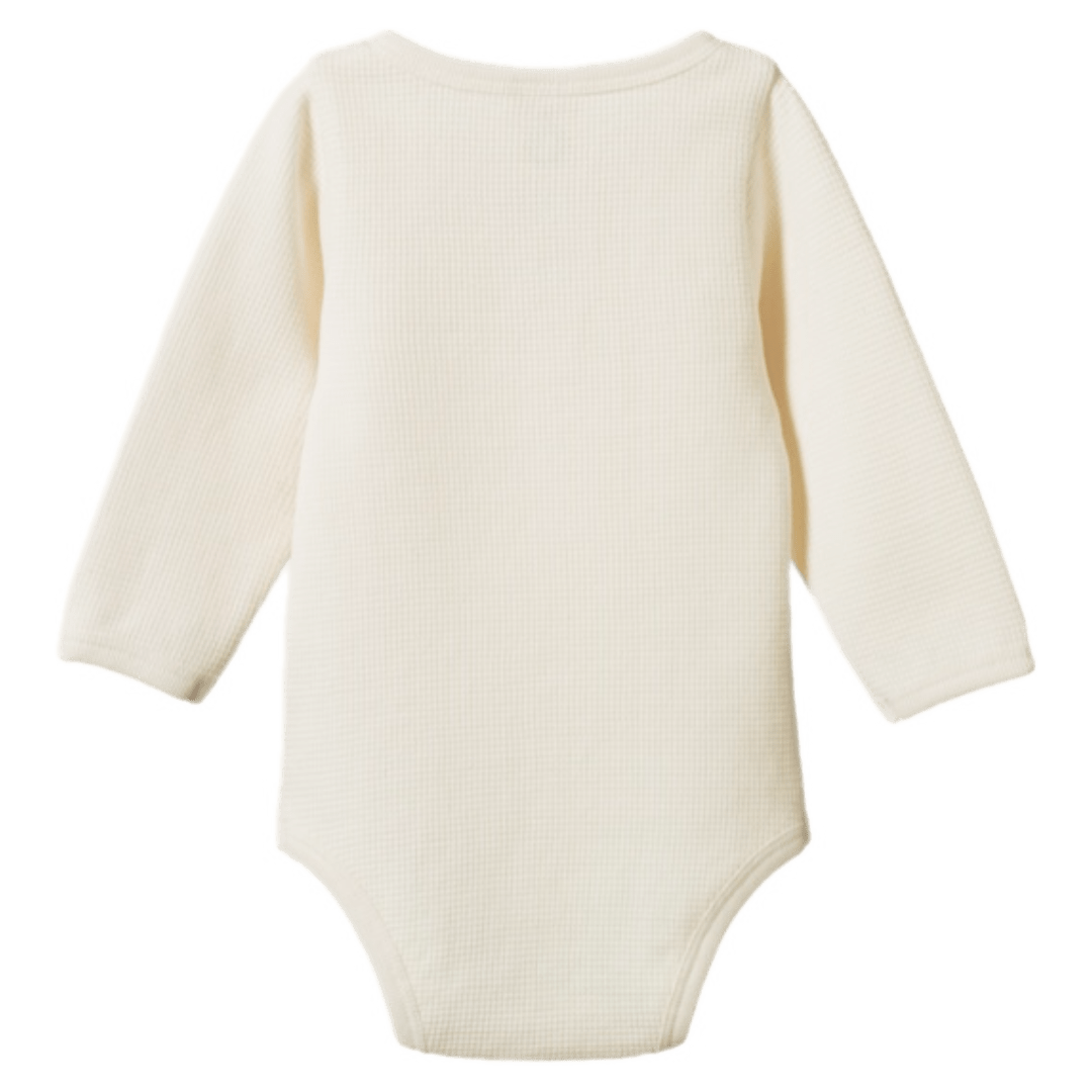 Nature Baby 0-3 Months to 1 Year Long Sleeve Henley Waffle Bodysuit - Natural