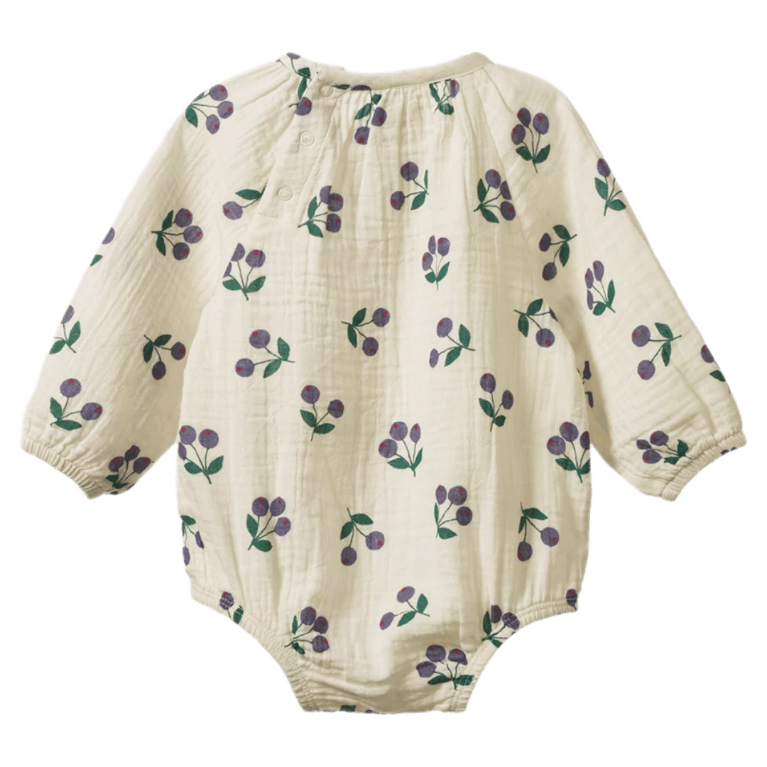 Nature Baby 0-3 Months to 1 Year Meadow Bodysuit Muslin - Winter Berry Natural
