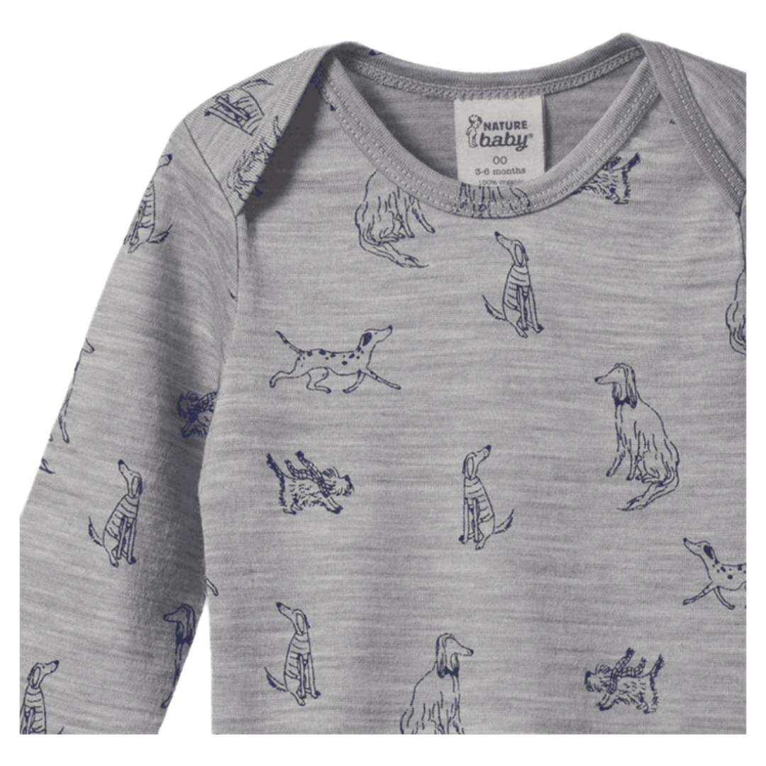 Nature Baby 0-3 Months to 1 Year Merino Essential Long Sleeve Bodysuit - Best Friend