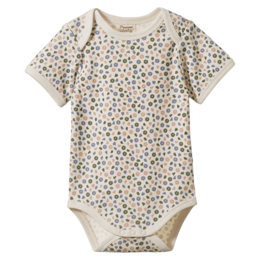 Nature Baby 0-3 Months to 1 Year Short Sleeve Bodysuit - Chamomile Blooms