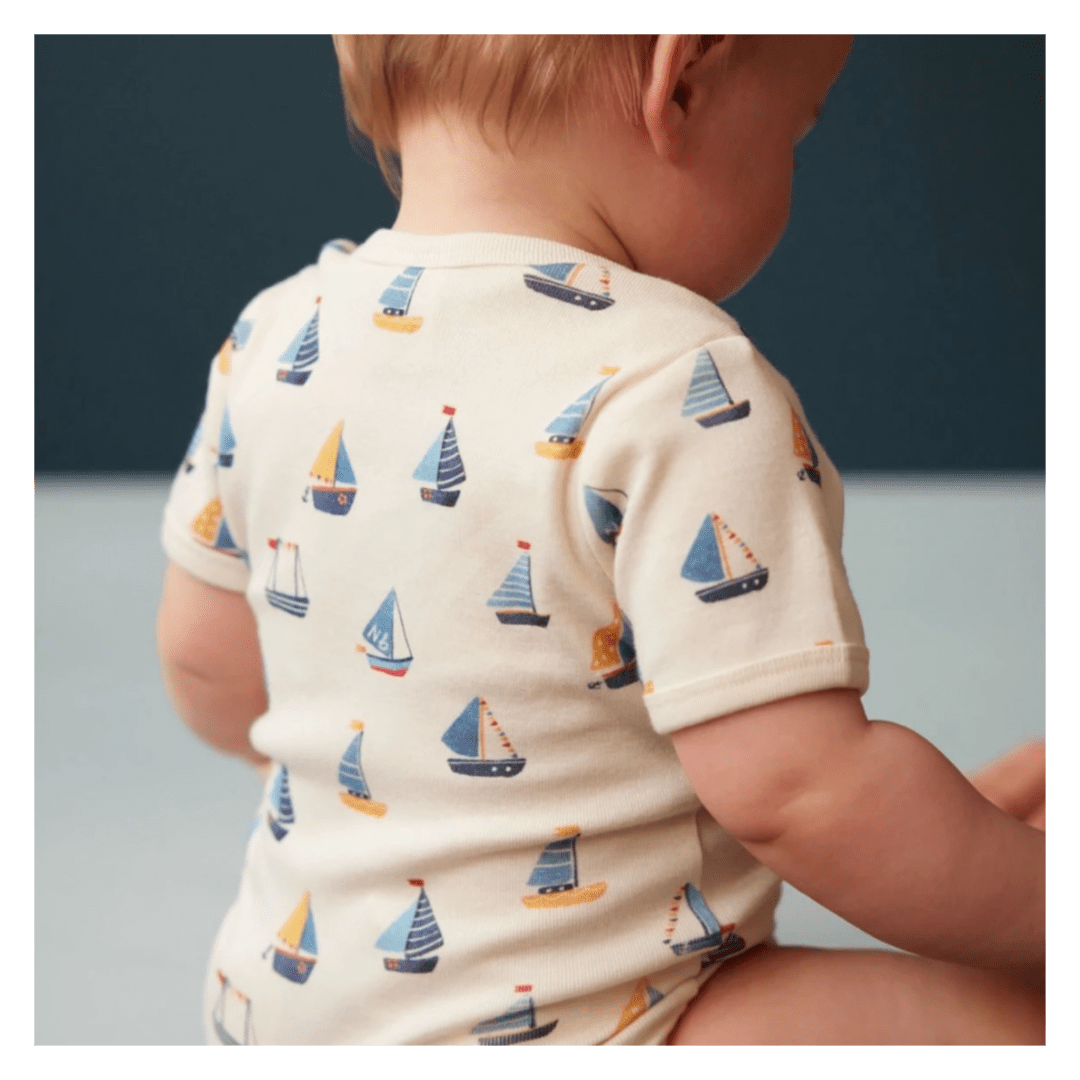 Nature Baby 0-3 Months to 1 Year Short Sleeve Bodysuit - Regatta