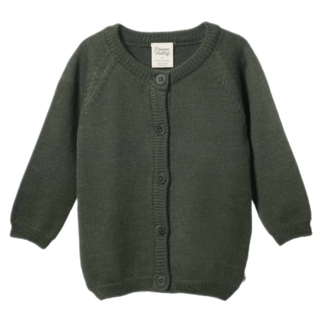 Nature Baby 0-3 Months to 2 Years 0-3M Merino Knit Cardigan - Thyme