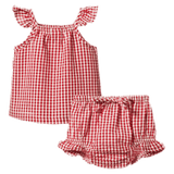 Nature Baby 0-3 Months to 2 Years 0-3M Petal Set Gingham - Red Check