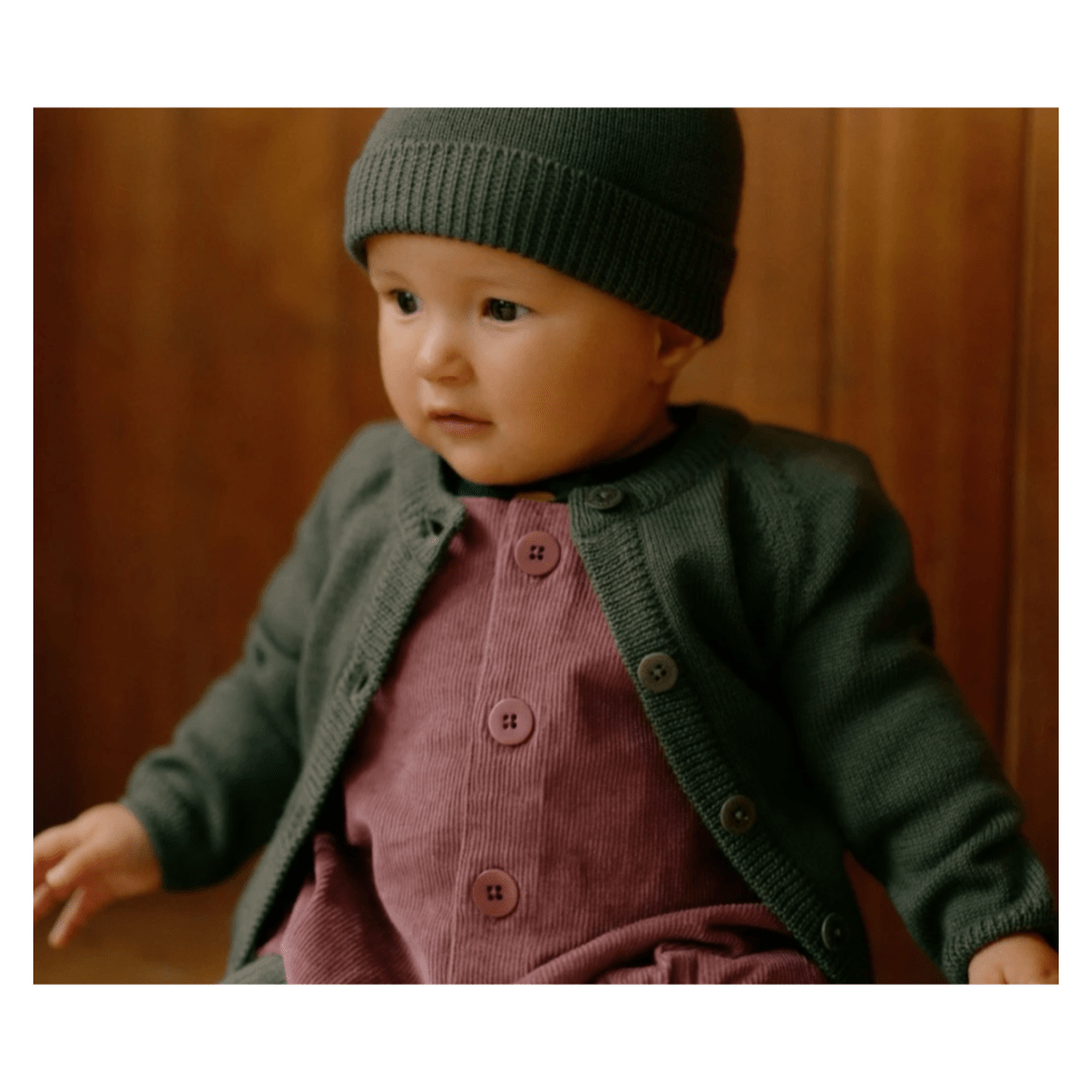 Nature Baby 0-3 Months to 2 Years Merino Knit Cardigan - Thyme