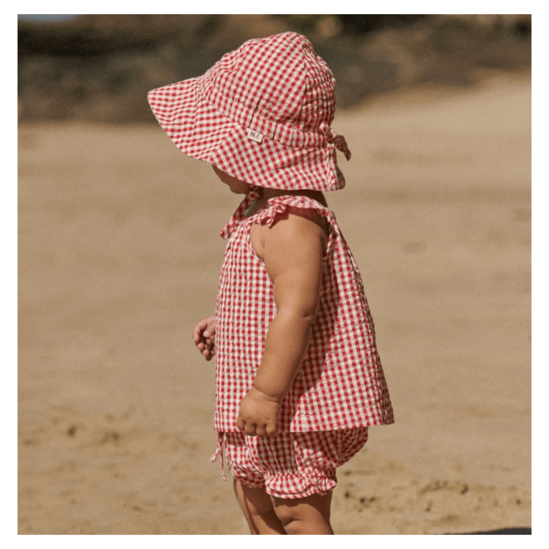 Nature Baby 0-3 Months to 2 Years Petal Set Gingham - Red Check