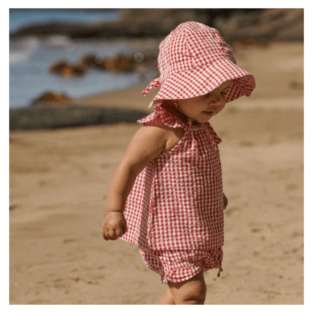Nature Baby 0-3 Months to 2 Years Petal Set Gingham - Red Check