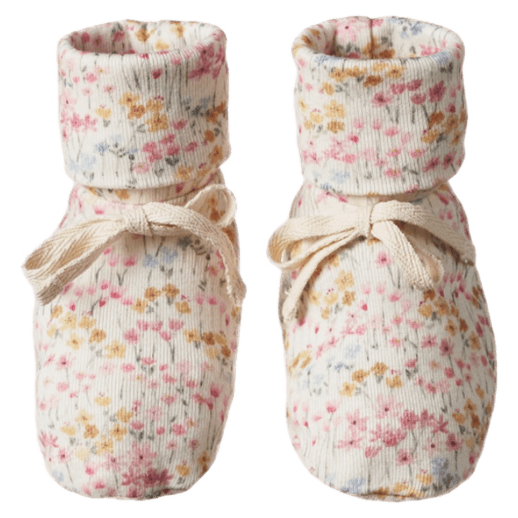 Nature Baby 0-3 Months to 3-6 Months Cotton Booties - Wildflower Mountain