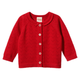 Nature Baby 0-3 Months to 5 Years 0-3M Piper Cardigan - Raspberry Red Pointelle