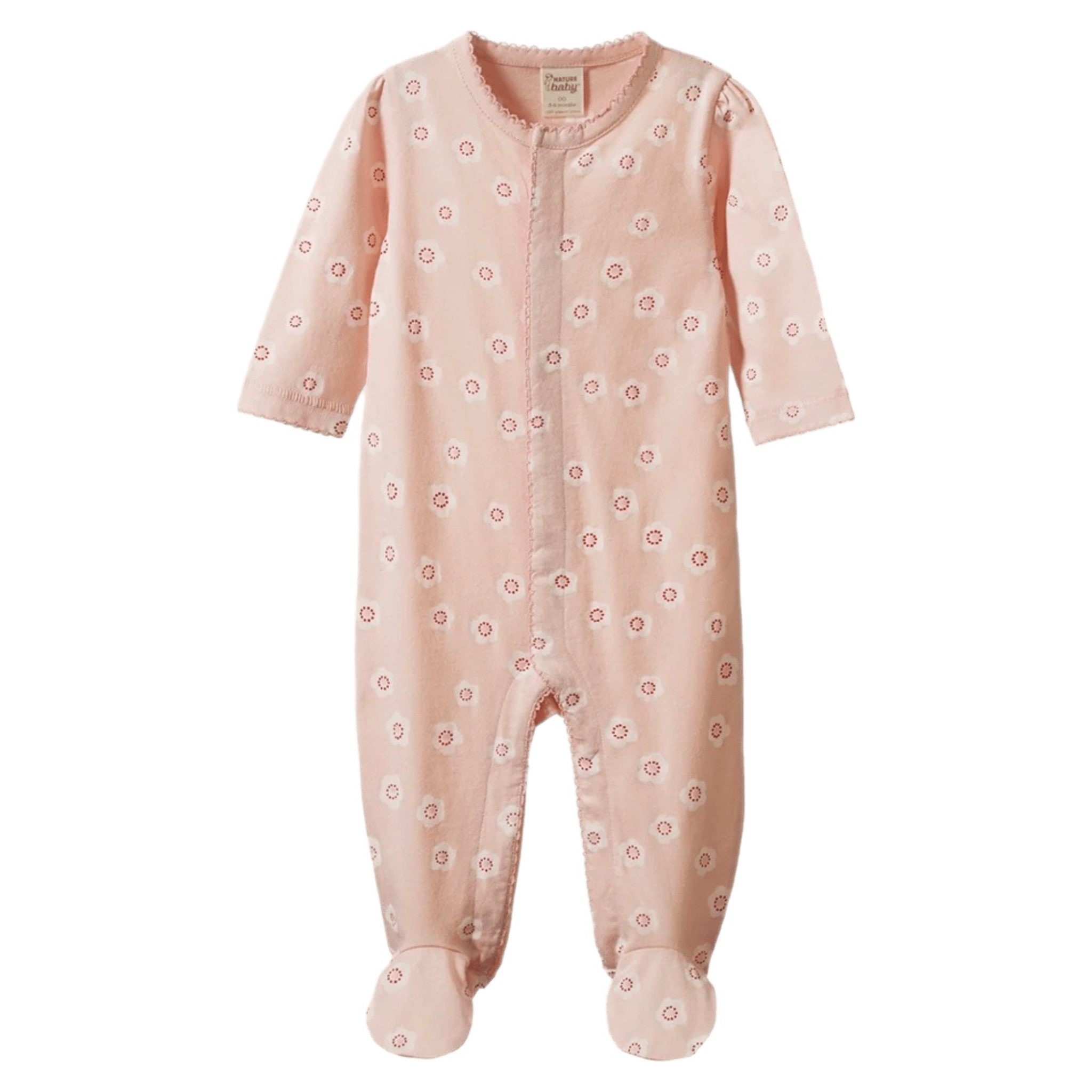 Nature Baby 0-3 Months to 6-12 Months 0-3M Lucy Suit - Flora Stamp Rose Dust