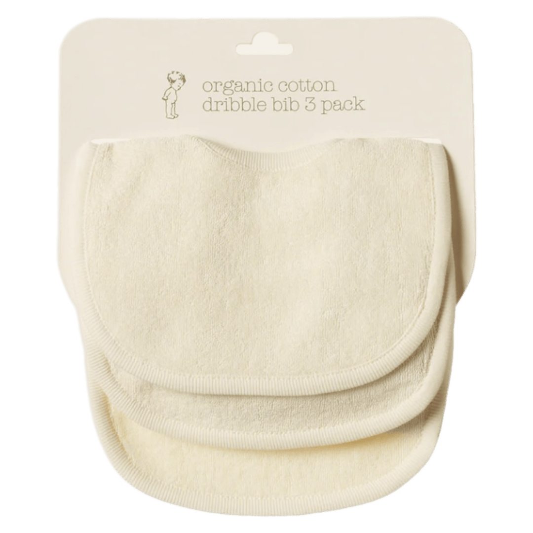 Nature Baby 0-6 Months Dribble Bibs, 3 Pack - Natural