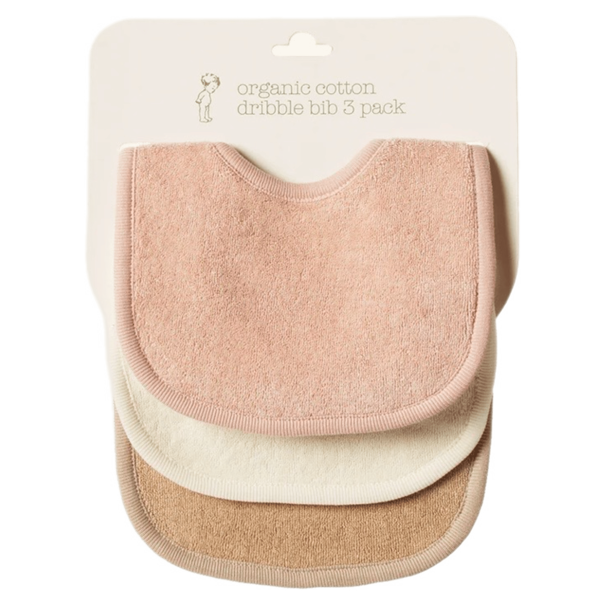 Nature Baby 0-6 Months Dribble Bibs 3 Pack - Rose Dust/Natural/Nougat
