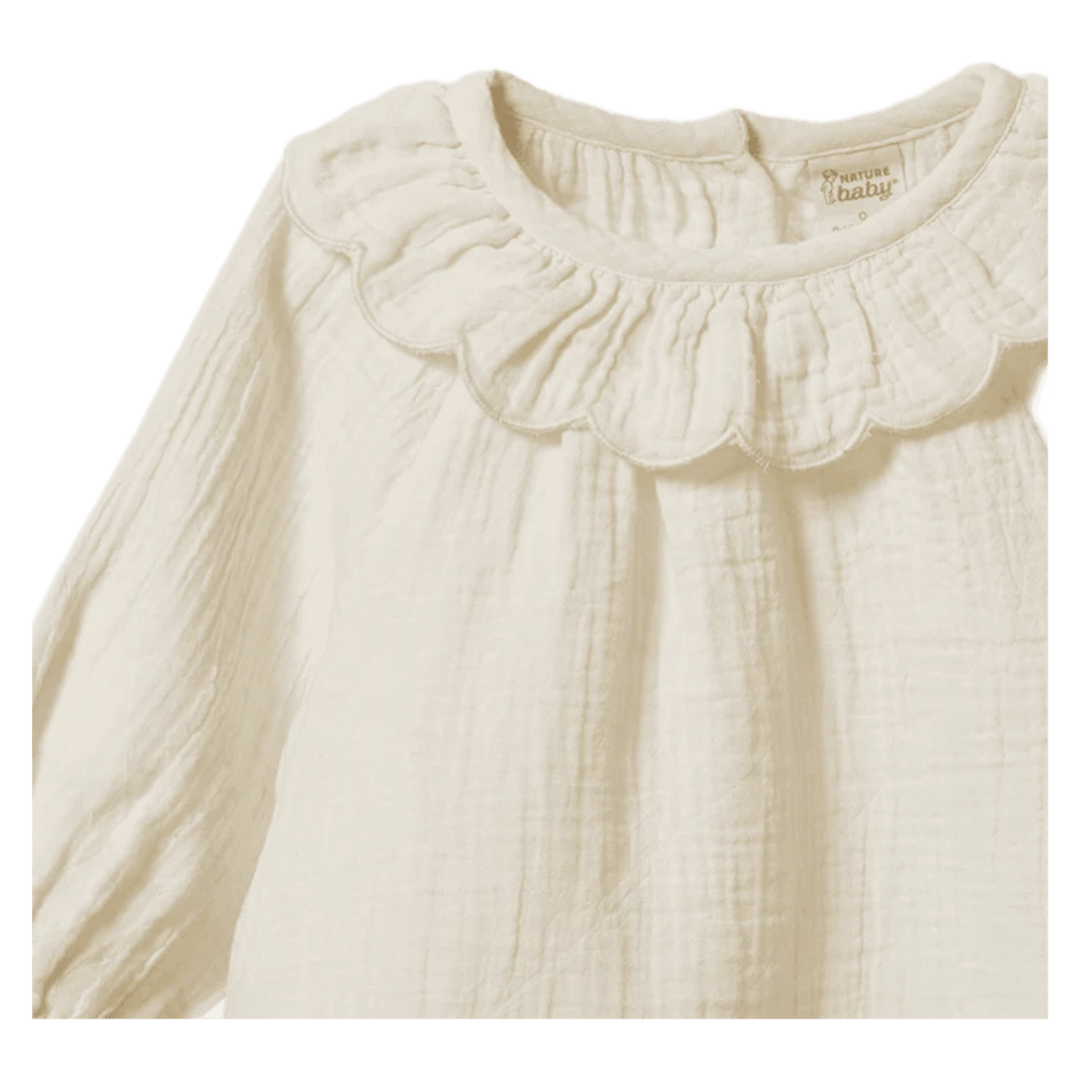 Nature Baby 3-6 Months to 5 Years Ruffle Cameron Blouse - Natural