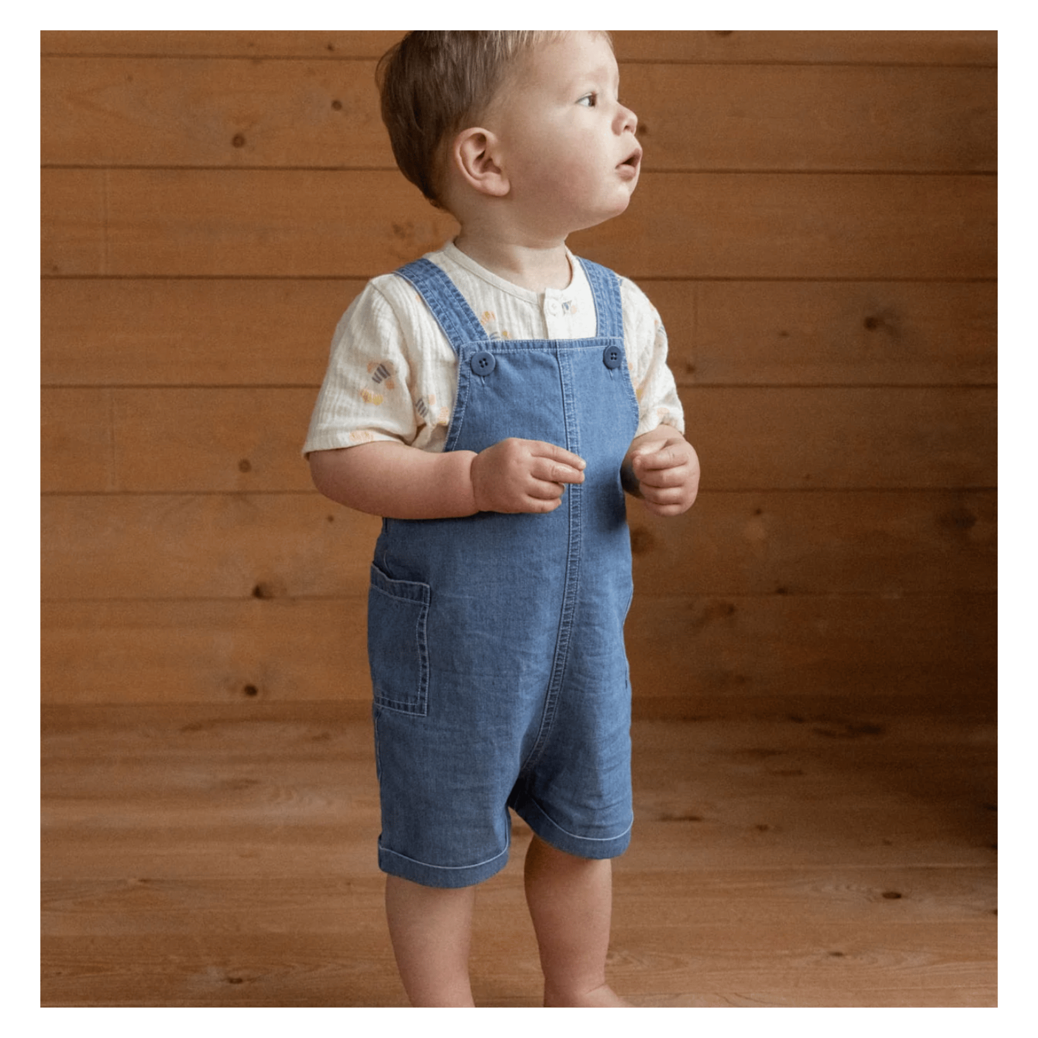 Nature Baby 6-12 Months to 2 Years Tucker Shortie Overalls Chambray - Sky