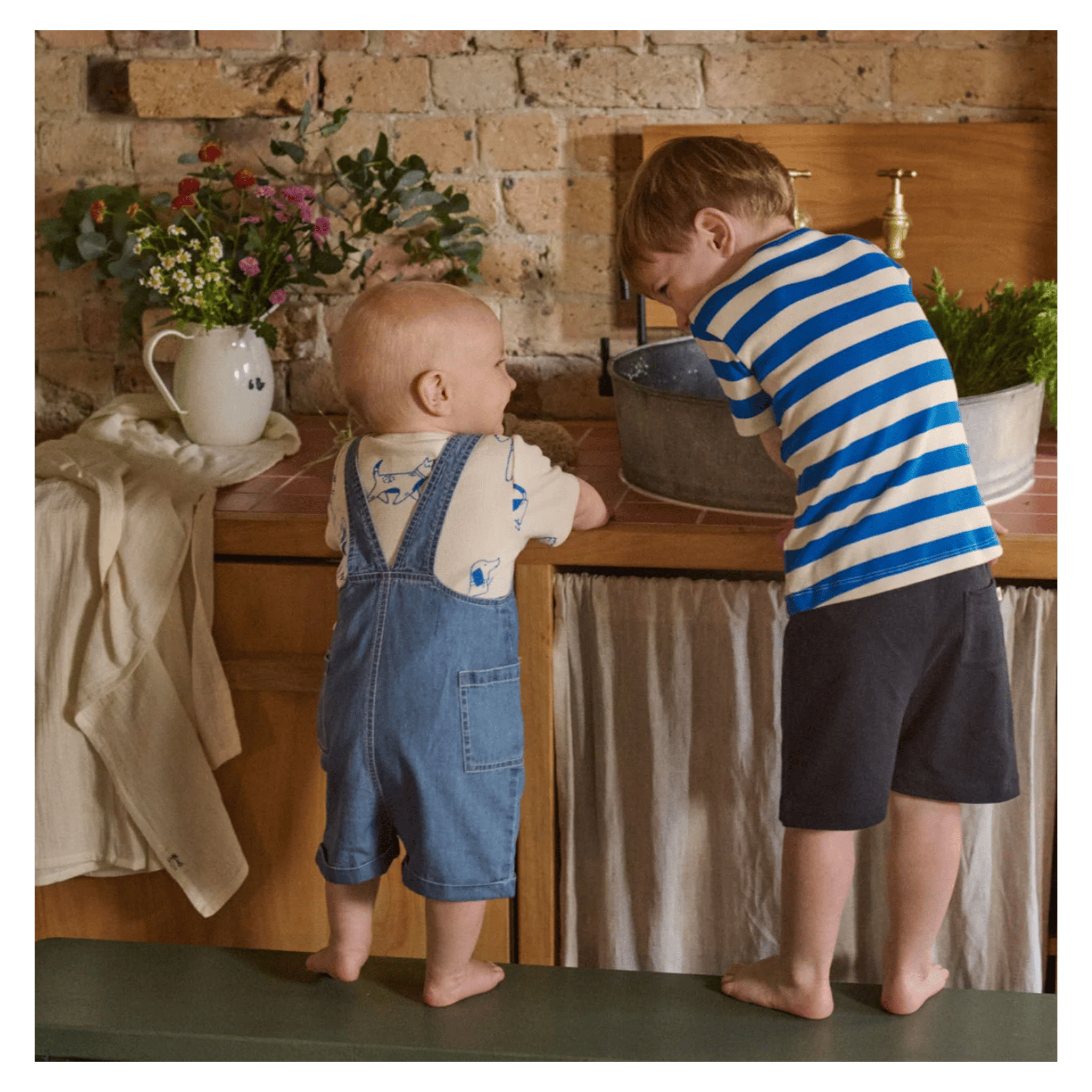 Nature Baby 6-12 Months to 2 Years Tucker Shortie Overalls Chambray - Sky