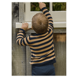 Nature Baby 6-12 Months to 4 Years Merino Knit Pullover - Navy/Caramel Stripe