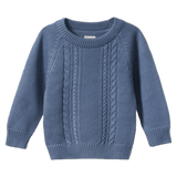 Nature Baby 6-12 Months to 5 Years 6-12M Billy Jumper - Dusky Blue Cable