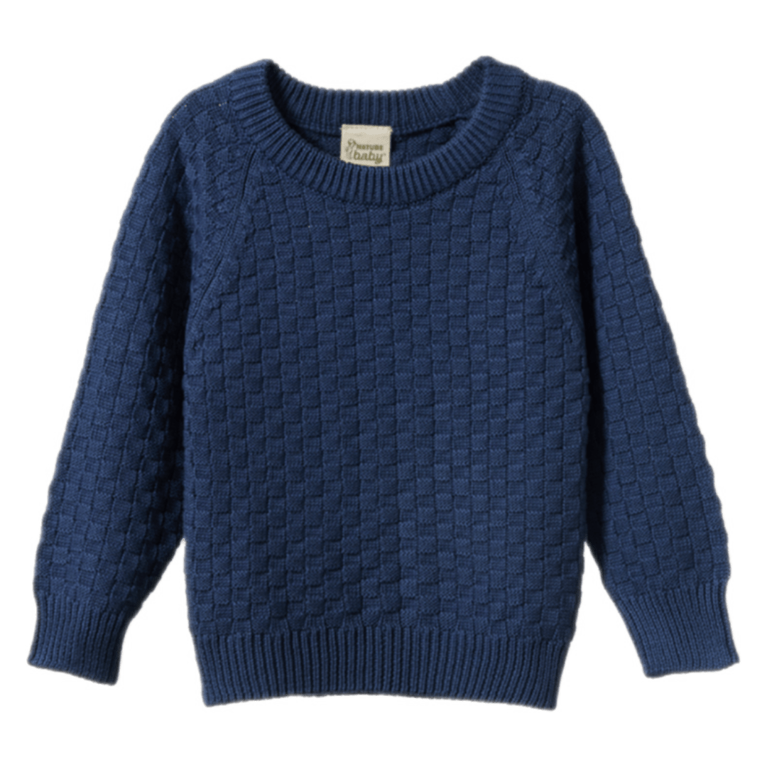 Nature Baby 6-12 Months to 5 Years 6-12M Billy Jumper  Vintage Indigo Basket Knit