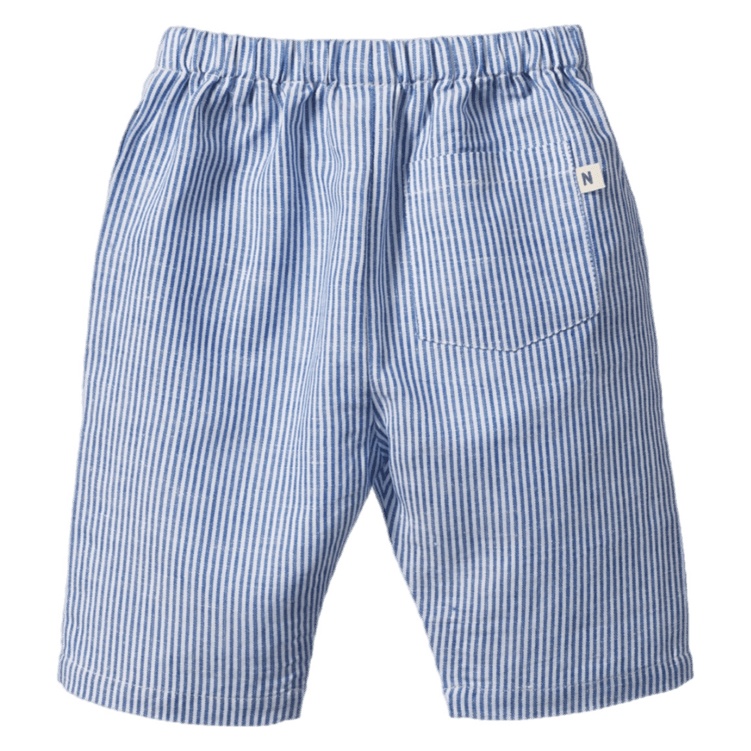 Nature Baby 6-12 Months to 5 Years 6-12M James Shorts Linen - Blue Stripe