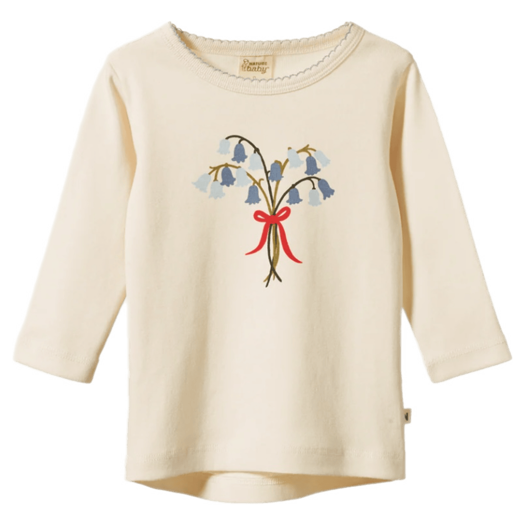 Nature Baby 6-12 Months to 5 Years 6-12M Long Sleeve Cloud Tee - Bluebelle Natural