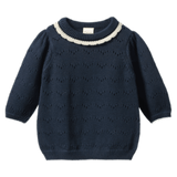 Nature Baby 6-12 Months to 5 Years 6-12M Long Sleeve Maeve Tee - Navy Pointelle