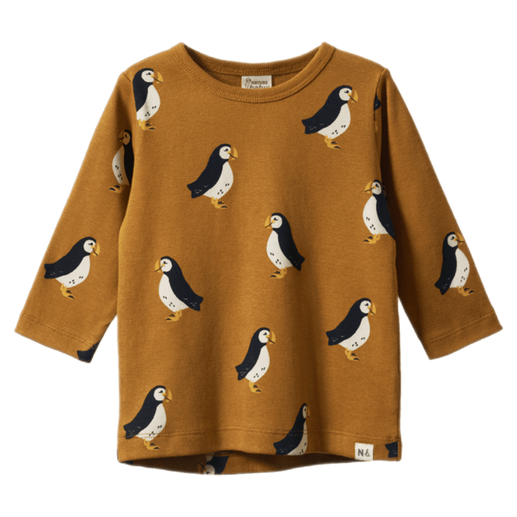 Nature Baby 6-12 Months to 5 Years 6-12M Long Sleeve River Tee - Puffin Toffee