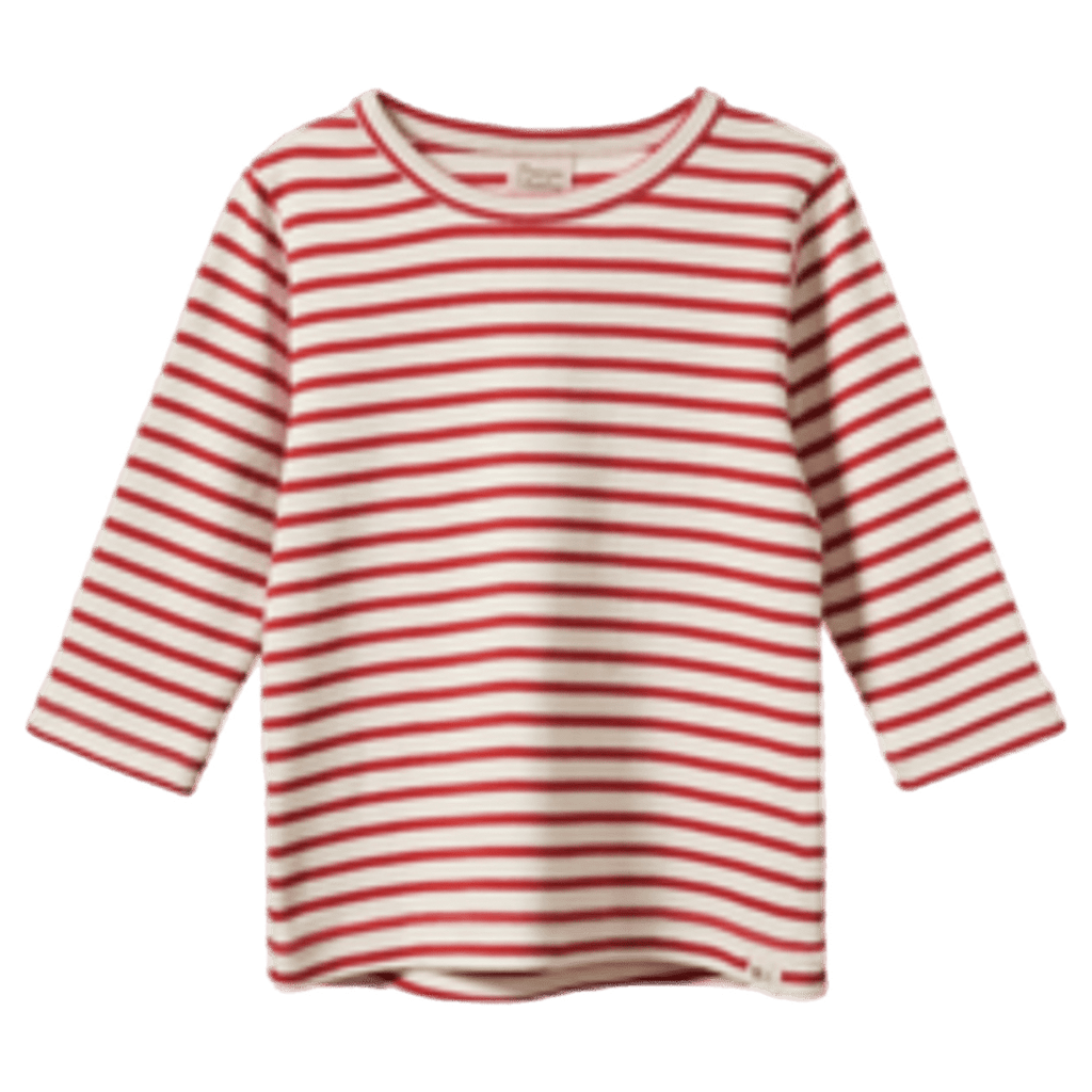 Nature Baby 6-12 Months to 5 Years 6-12M Long Sleeve River Tee - Red Sailor Stripe