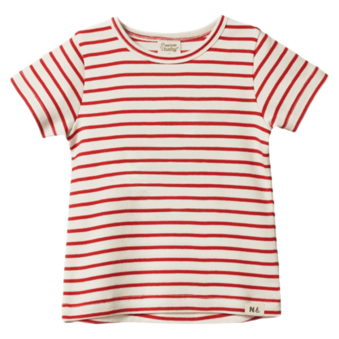 Nature Baby 6-12 Months to 5 Years 6-12M River Tee - Red Sailor Stripe