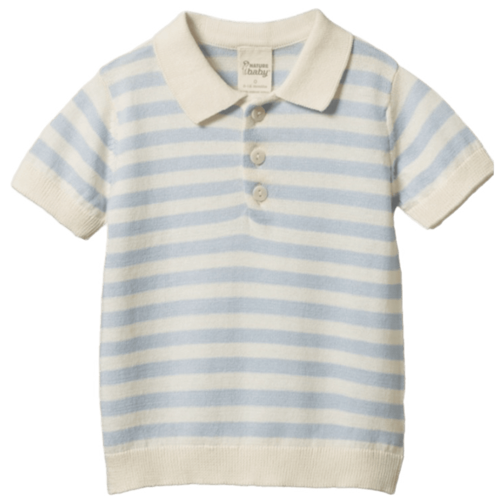 Nature Baby 6-12 Months to 5 Years 6-12M Stevie Polo - Celestial Blue Sea Stripe