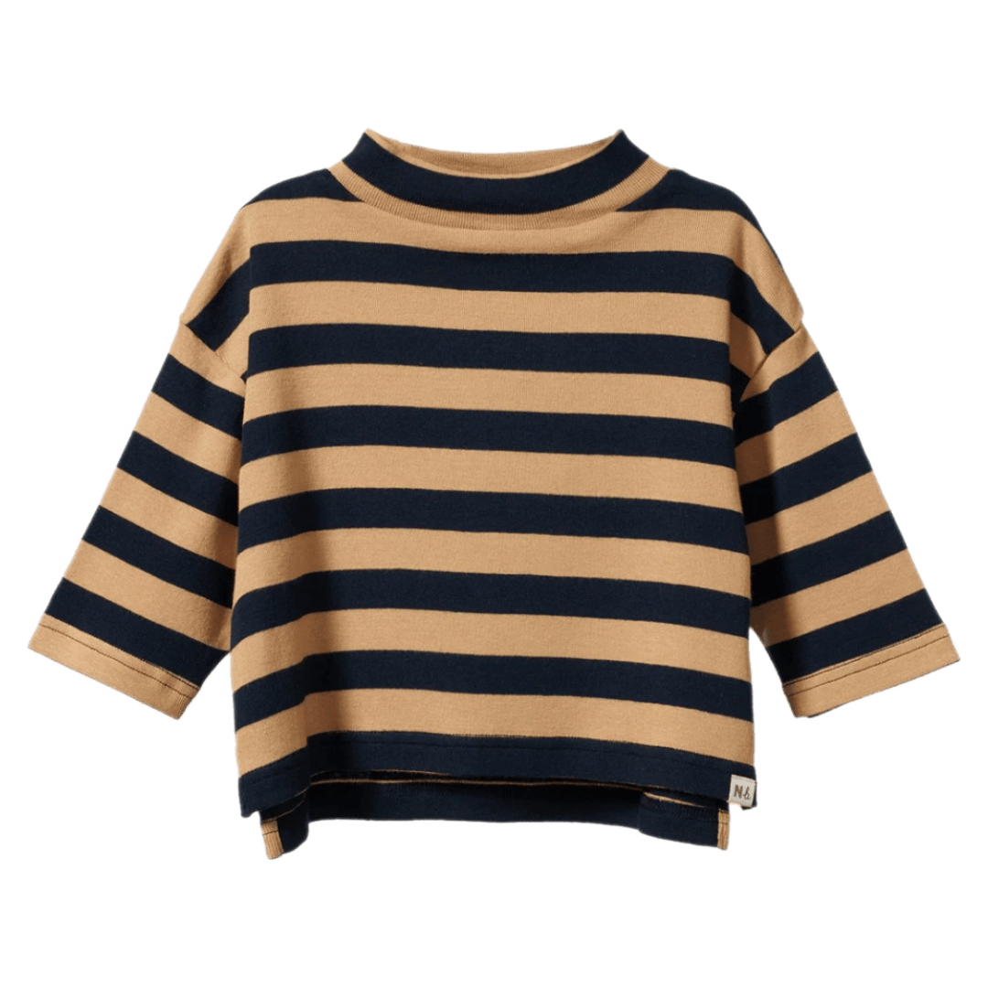 Nature Baby 6-12 Months to 5 Years 6-12M Turtle Neck - Navy/Caramel Stripe