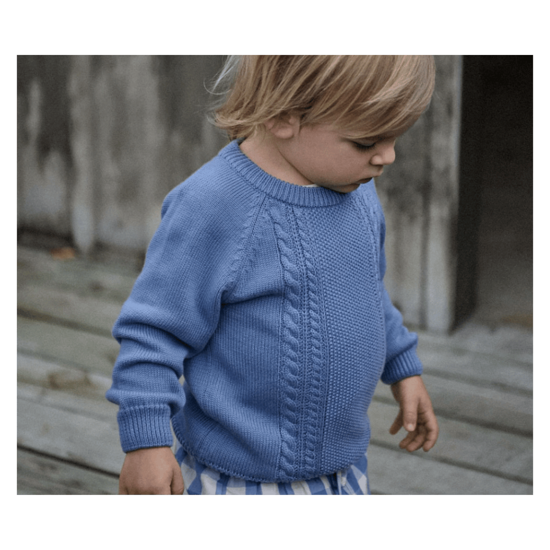 Nature Baby 6-12 Months to 5 Years Billy Jumper - Dusky Blue Cable