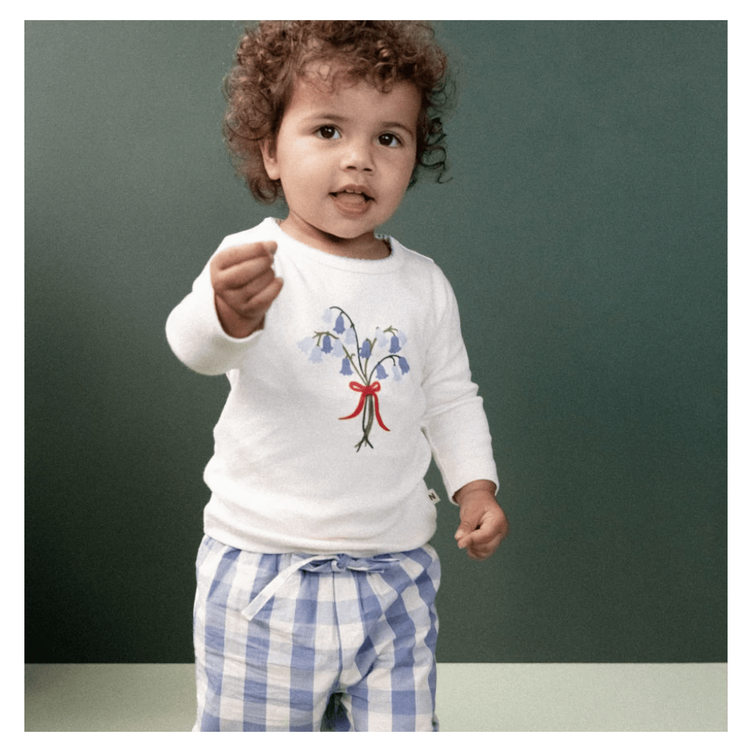 Nature Baby 6-12 Months to 5 Years Long Sleeve Cloud Tee - Bluebelle Natural