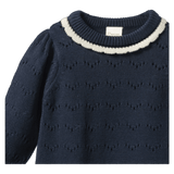 Nature Baby 6-12 Months to 5 Years Long Sleeve Maeve Tee - Navy Pointelle
