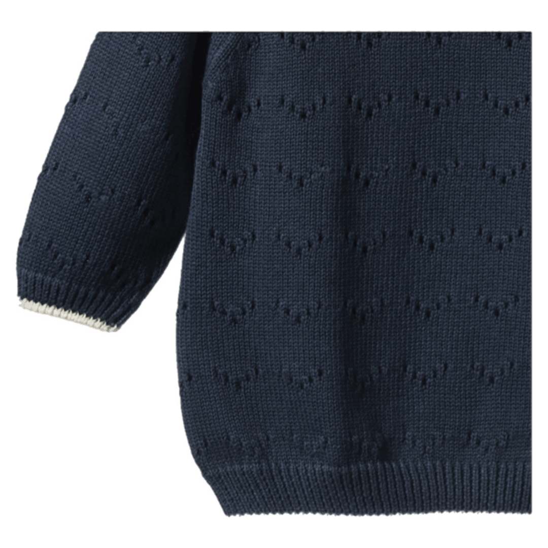 Nature Baby 6-12 Months to 5 Years Long Sleeve Maeve Tee - Navy Pointelle