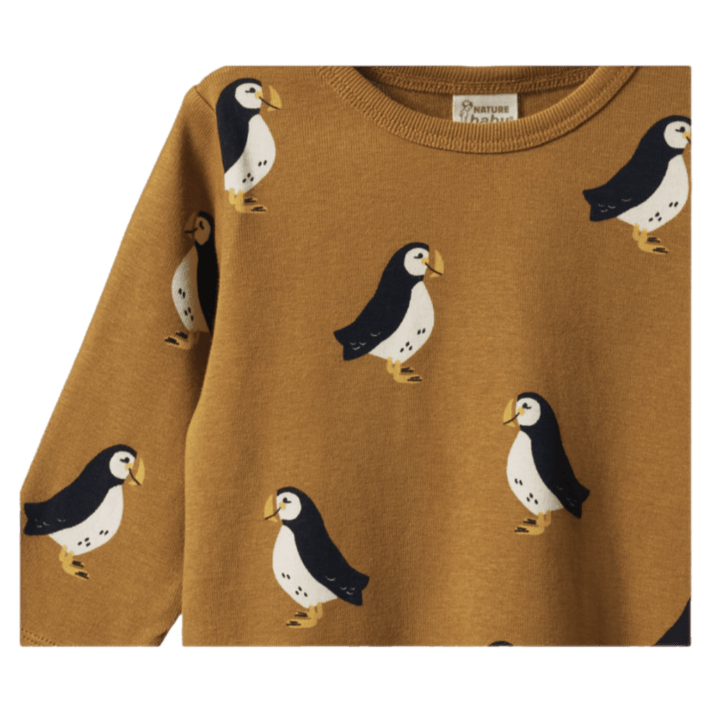 Nature Baby 6-12 Months to 5 Years Long Sleeve River Tee - Puffin Toffee